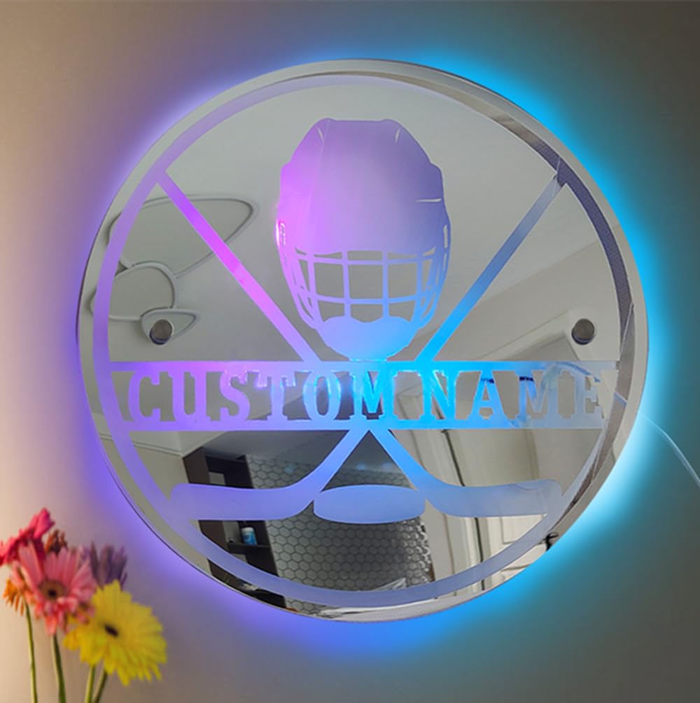 Personalised Ice Hockey Neon Sign, Customised Ice Hockey Ball-Shaped Name, Neon Light for Bedroom, Birthday Party, Interior Decoration, Club, Gifts — image 1