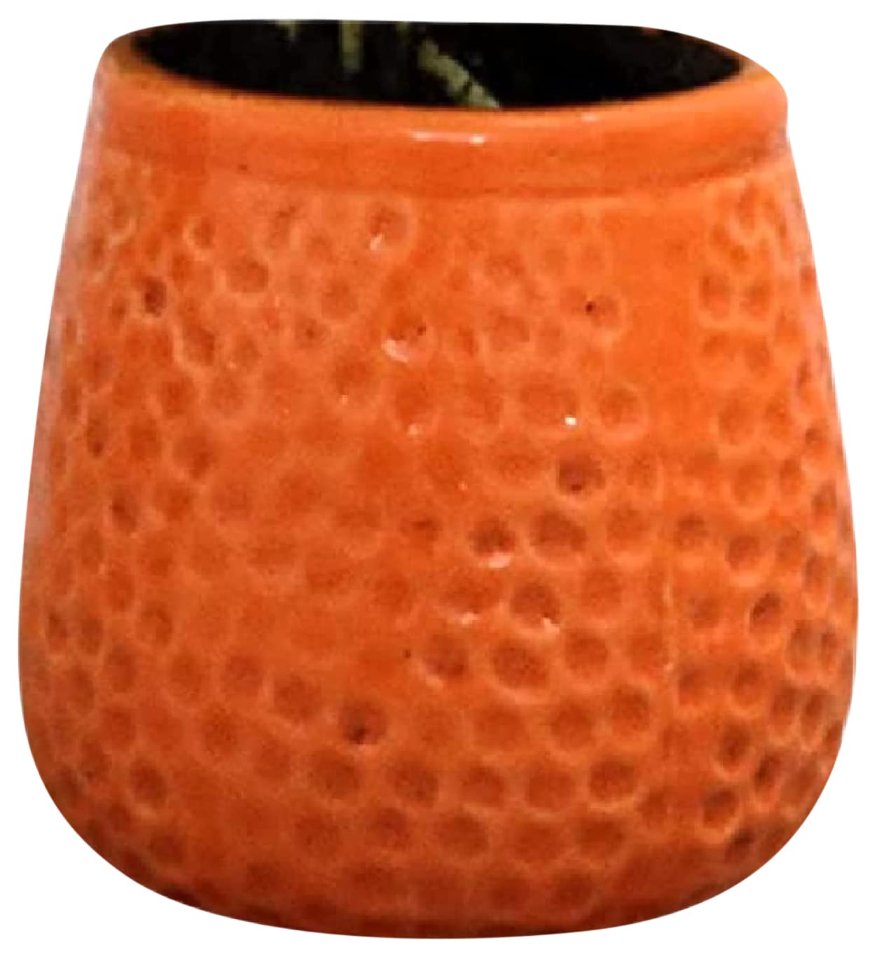 Leafy TalesHoneycomb Ceramic Pot, Orange, 3 inch