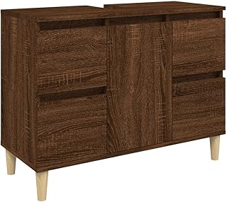 Armario para lavabo (80 x 33 x 60 cm), color marrón