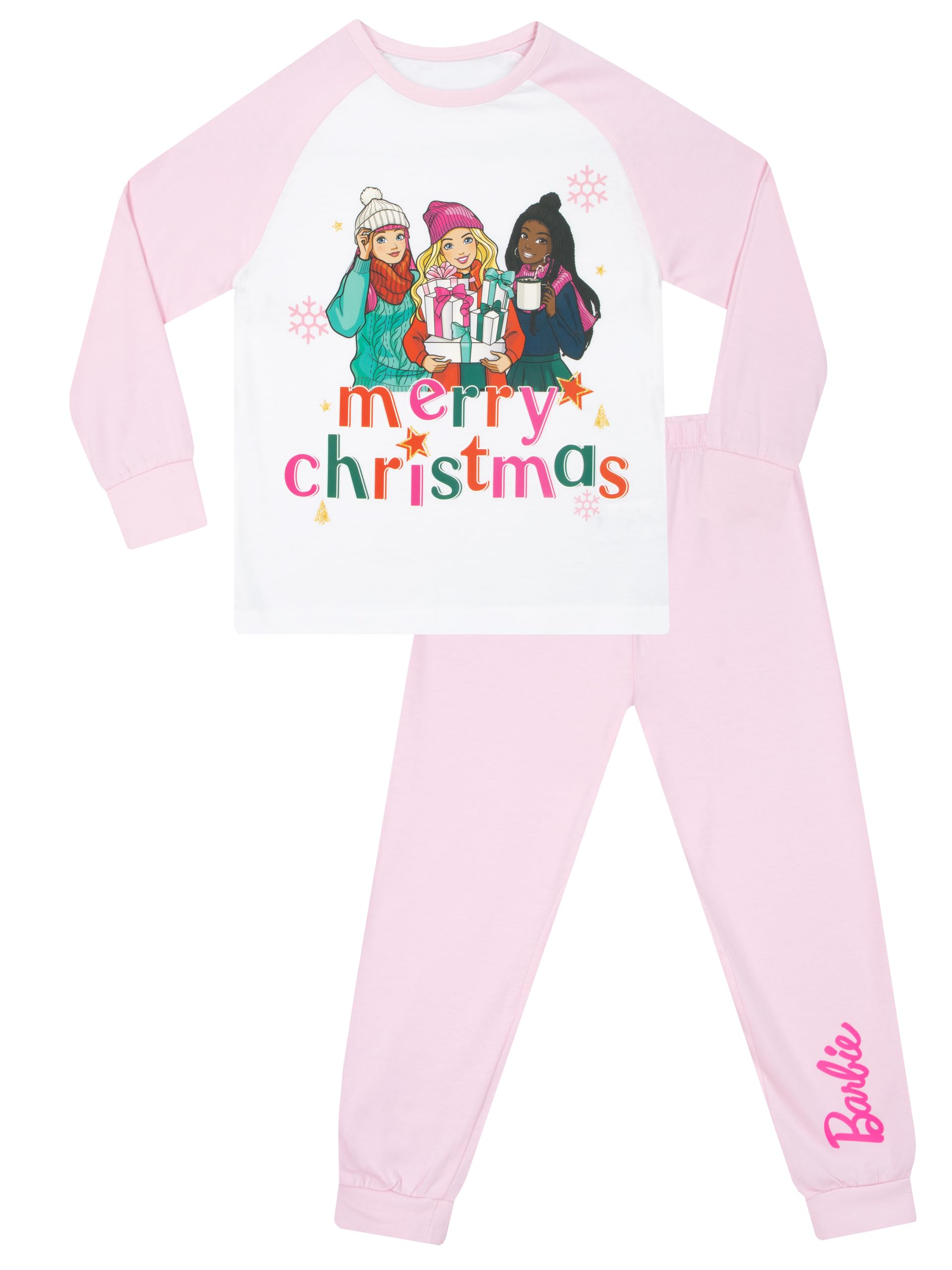 Barbie Christmas Pyjama Set - Girls 2-3 Years - Pink Cotton - Licensed Merchandise
