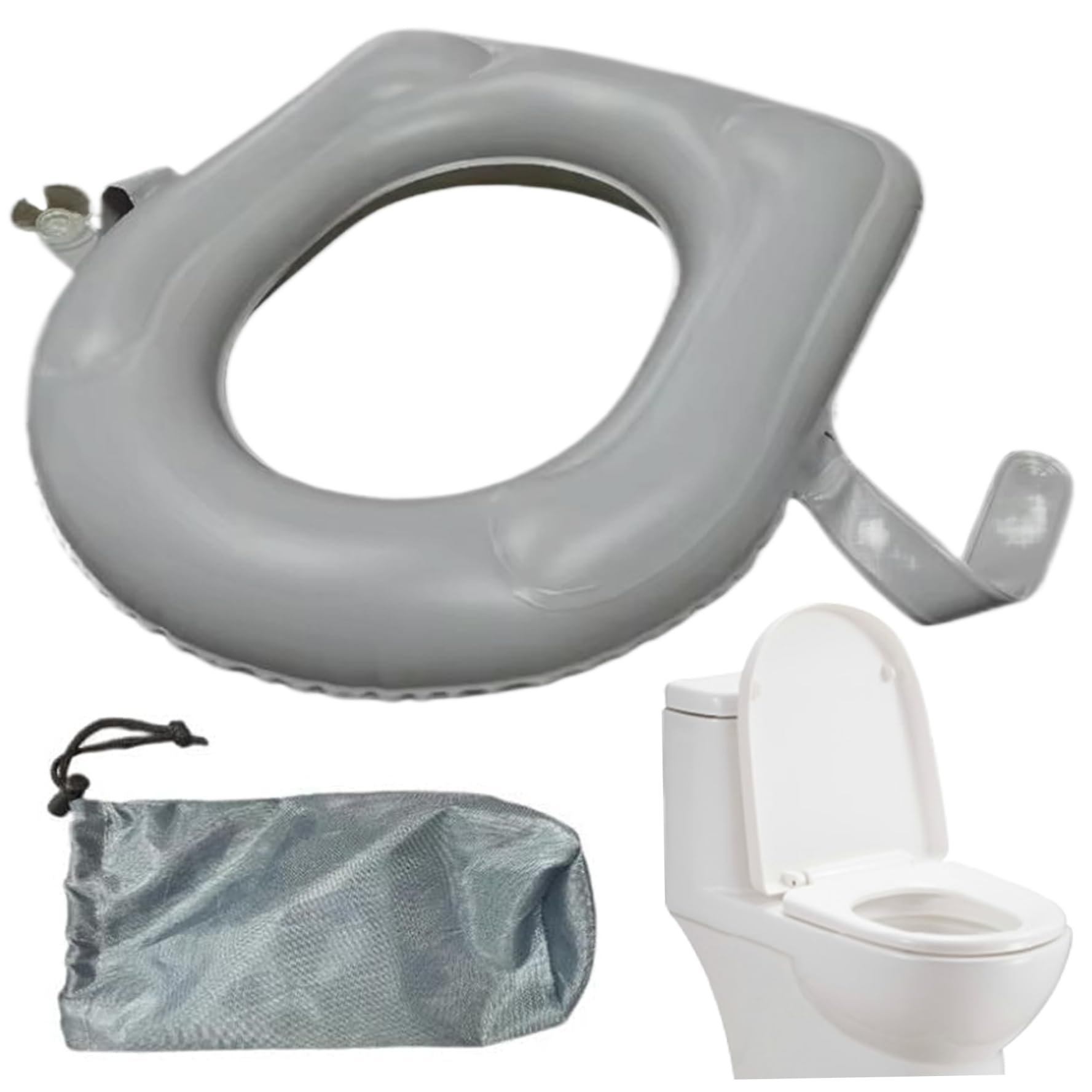 Travel Toilet Seat, Portable Raised Toilet Seat with Suction Cups, Inflatable Foldable with Adjustable Air Nozzle and Storage Bag for Travel, Elderly, Seniors, Portable