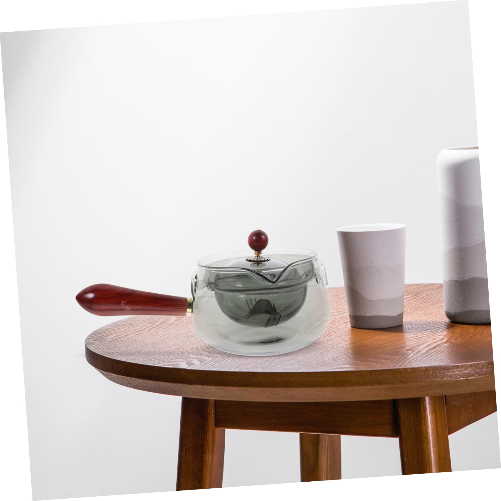 Mikinona Tetera de Vidrio con Infusor Giratorio Grados Tetera de Diseño con Asa Lateral para Preparar Casa o Oficina