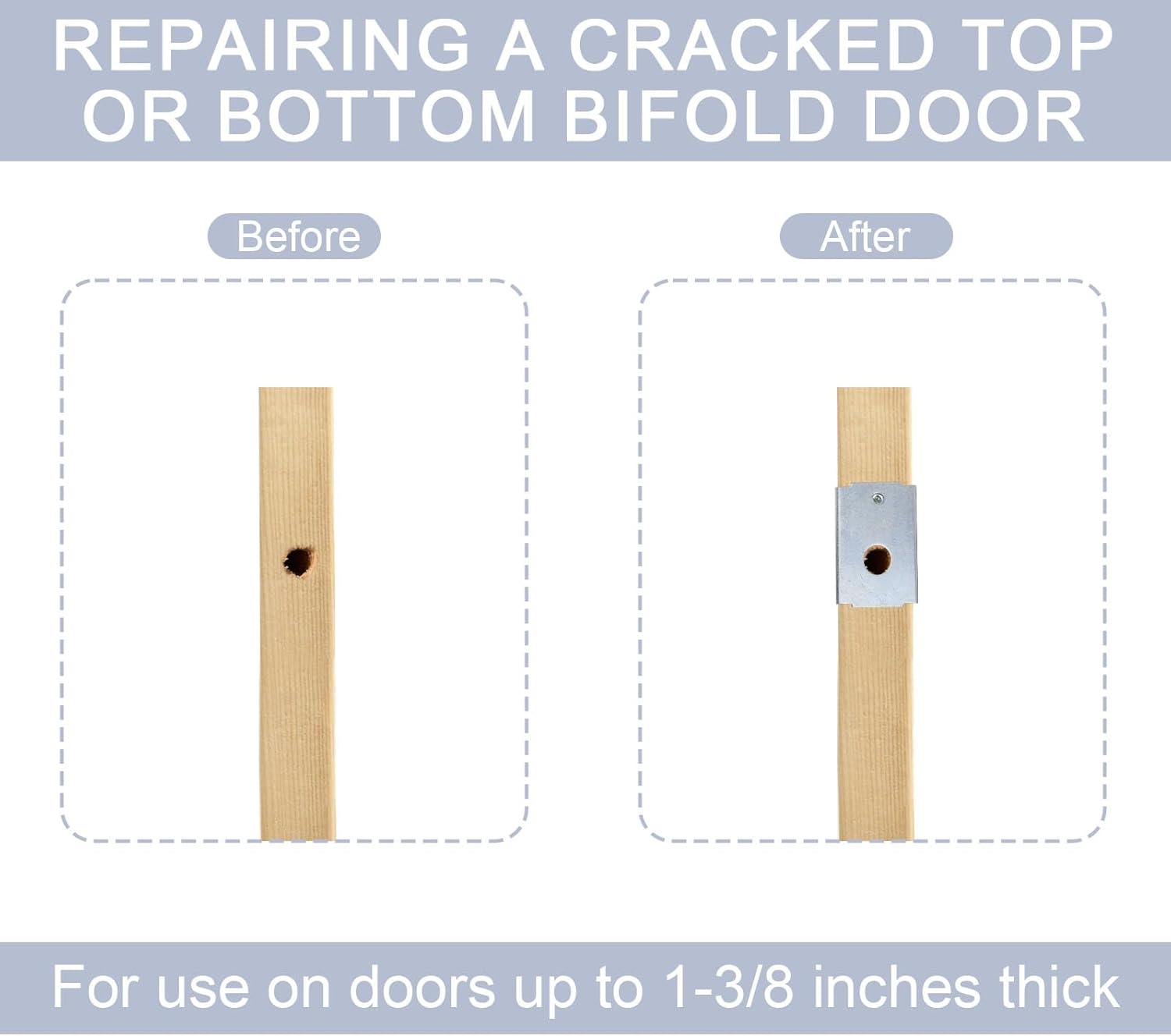 6pcs N7192 Bi-Fold Door Repair Bracket, Top or Bottom Mount Bifold Door Repair Kit for 1-3/8in Wood Doors Hardware Parts Fit for 7/16in Pivot