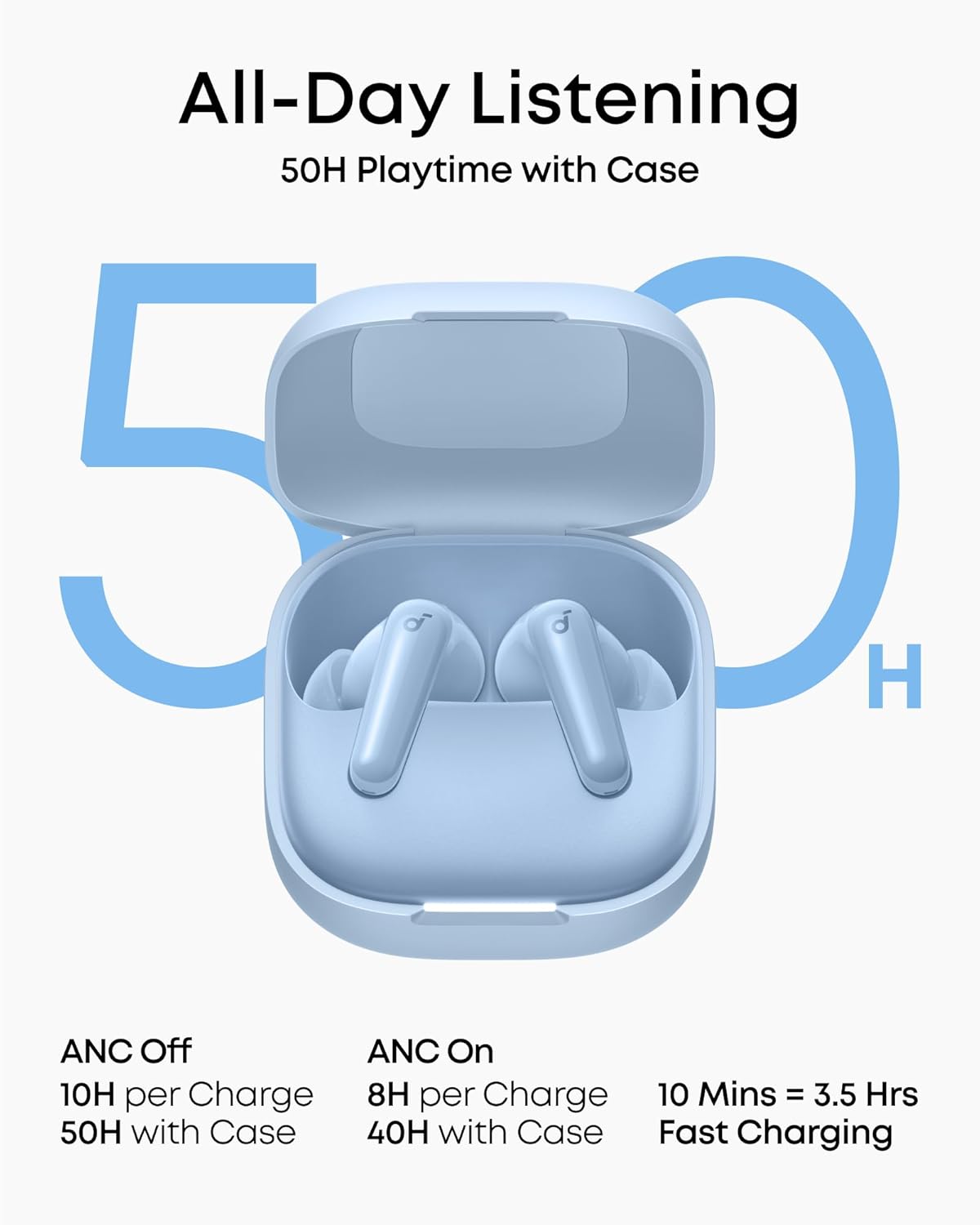 Soundcore P31i by Anker, Real-Time Adaptive Noise Cancelling, Hi-Res Sound, Translation Earbuds, 50H Playtime, Wireless Earbuds, Bluetooth Earphones, Spatial Audio, Fast Charging, IP55 - Image 5