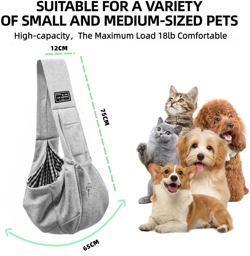 Sac de transport réversible pour chiens et autres animaux de compagnie jusqu'à 15 kg - Écharpe de transport pour chien - Sac de transport pour chien - Sac pour promenade, activités de plein air