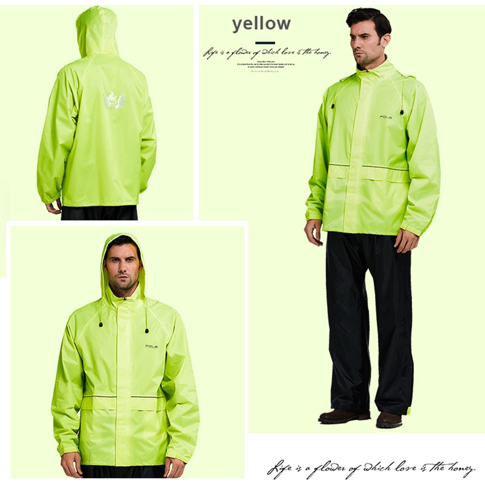 Vestito da pioggia (giacca + pantaloni), cappotto a pioggia impermeabile al 100%, poncho di pioggia unisex traspirante, cucitura nastrata, per campeggio, escursioni o qualsiasi attività all'aperto