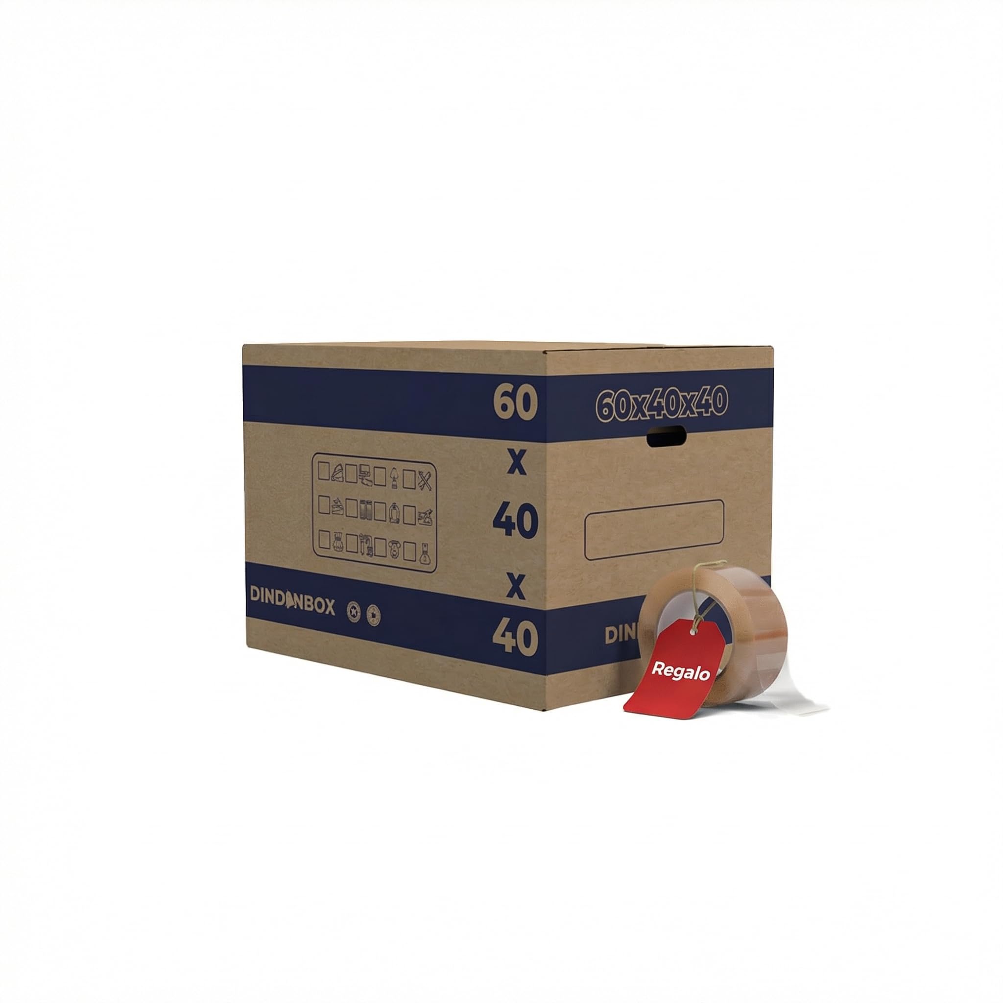 20 Cajas de Cartón para Mudanza 60x40x40cm con Precinto | Cajas de Cartón de Alta Resistencia con Asas para Mudanzas, Almacenaje y Transporte | Cartón Corrugado Reciclado