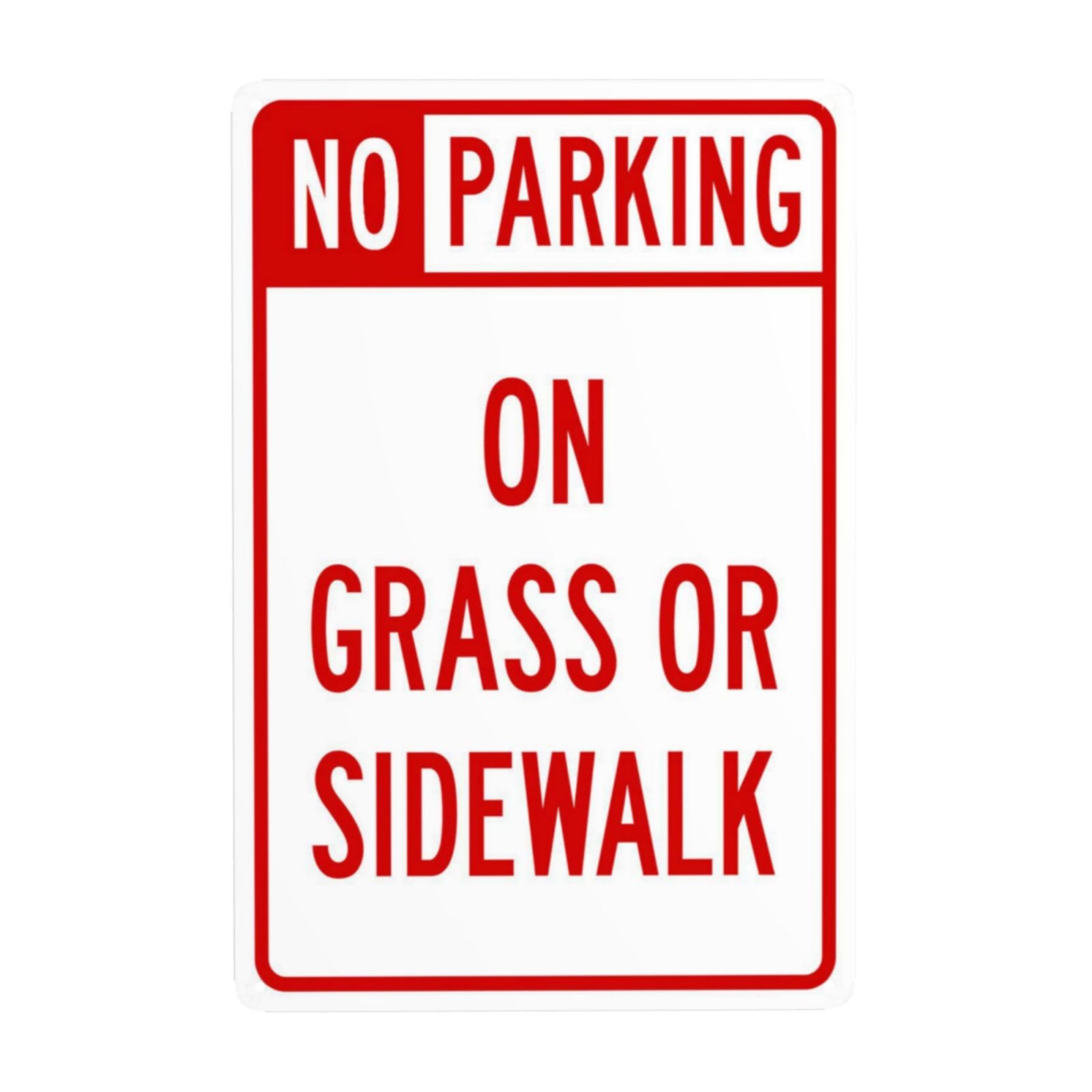 SMAZDFXX No Parking On Grass Or Sidewalk Metal Warning Sign, Cautions Security Tin Sign, Safety Posted Signs for Street Business Wall Decor 12"x16"