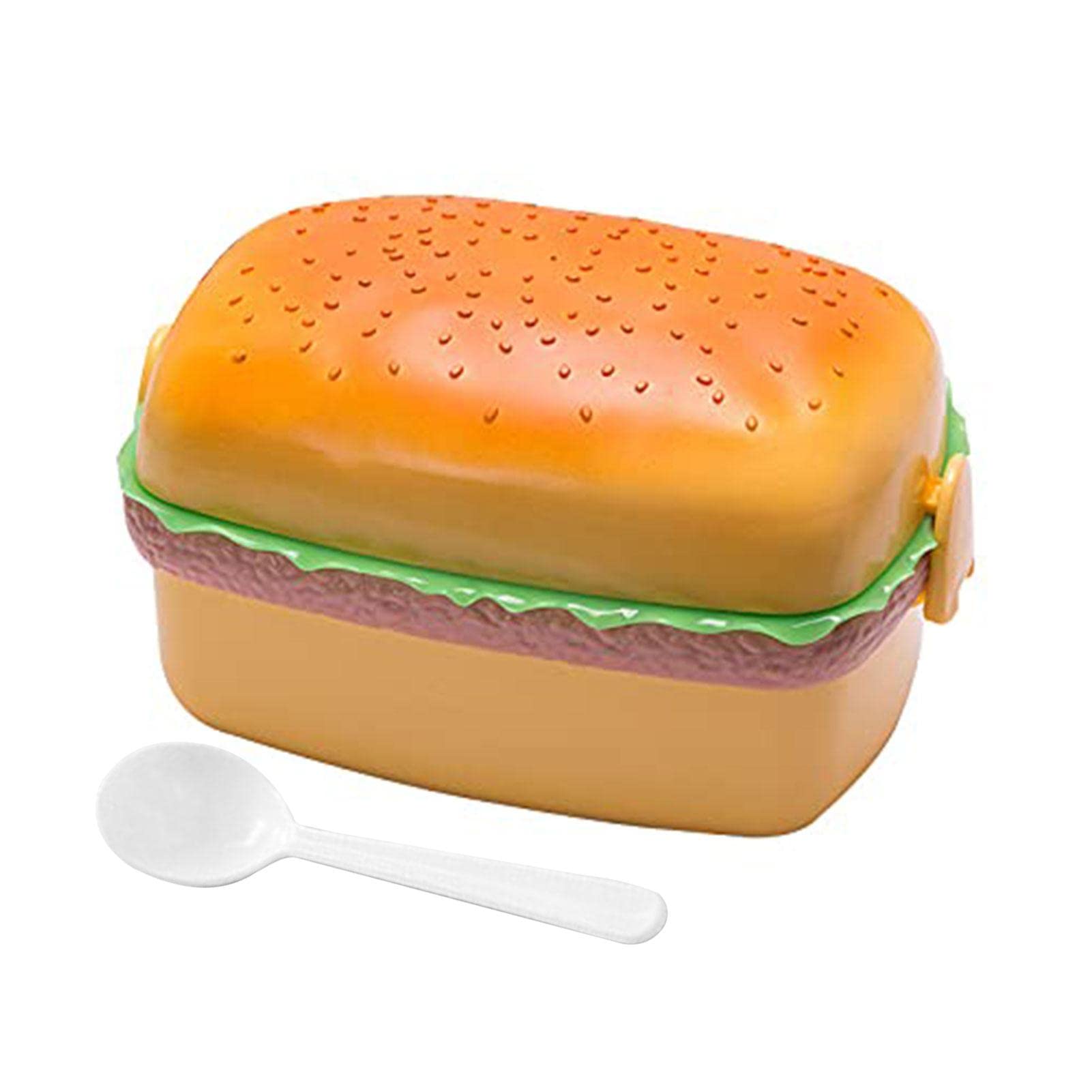 Zceplem 1 3-Tier Lunch Box, Hamburger Food Container With Spoon, Leakproof Lunch Container For Kids, Portable Cute Burger Lunch Box Perfect For Salads, Sandwiches And Snacks