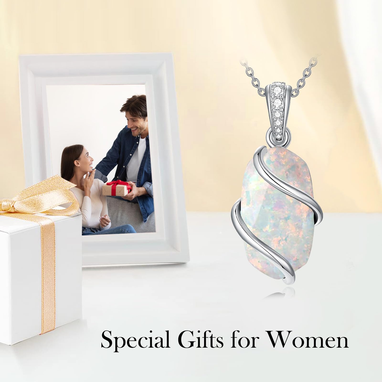TOUPOP Oval Edelstein Halskette für Damen 925 Sterling Silber Abalone Muschel/Lapislazuli/Larimar/Mondstein/Moosachat/Opal/Schwarzer Onyx/Türkis Halskette Schmuck Geschenk für Frauen