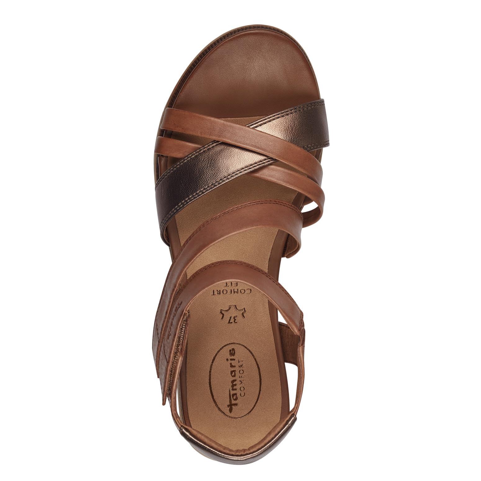 Tamaris Comfort Sandali da Donna Bassi in Pelle con Chiusura a Strappo