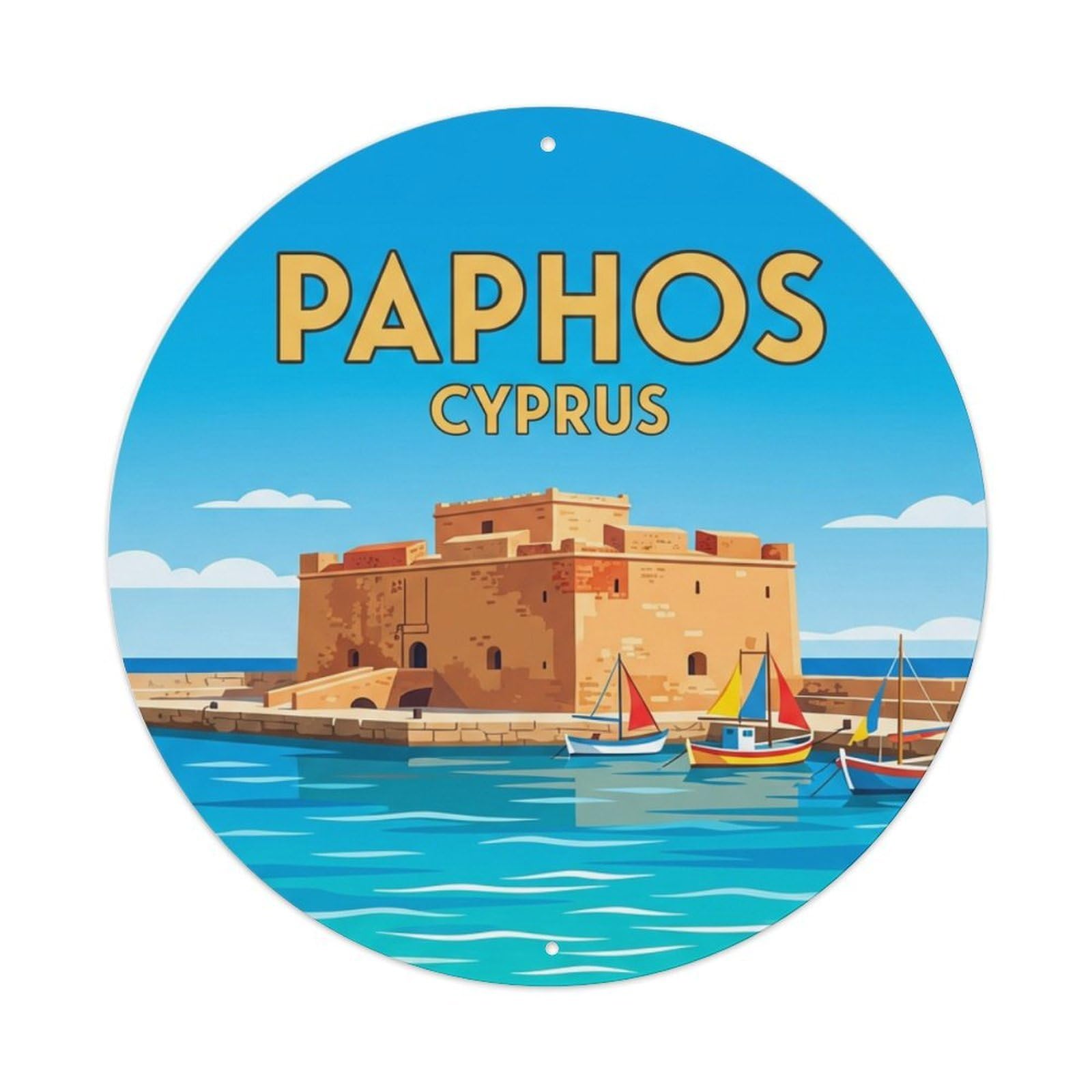 Metal Tin Sign Vintage Travel Cyprus Paphos