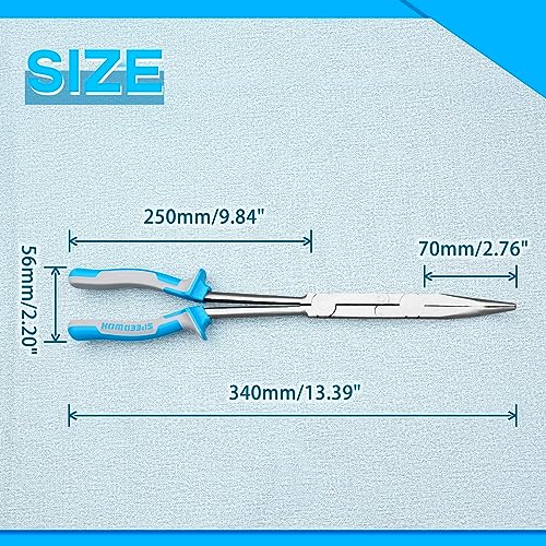 Speedwox DJBNP13-1438-FBA 13-Inch Dual Pivot Pliers Bent Long Nose Dual Material Pliers Double Joint Bent Long Nose Plier Long Reach Pliers Bent Needle Nose Pliers Extra Long Reach Compound Action Pliers thumb #5
