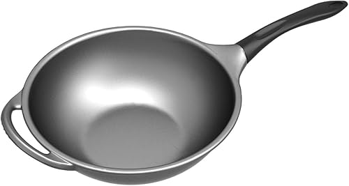 Nordic Ware Wok Pro Cast de 12 pulgadas con mango compuesto, apto para horno, aluminio antiadherente