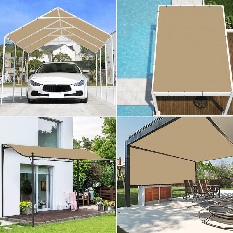 Coarbor 9'x10' Straight Edge Sun Shade Sail Rectangle Canopy Cover Grommets Placed All Edges for Outdoor Pergola Patio Yard Deck Gazebo-Sand