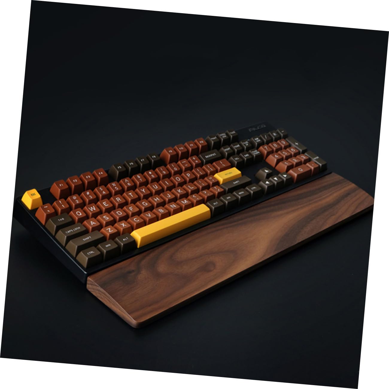 Walnuss Handgelenkauflage 300mm aus Massivholz für Homeoffice | Ergonomische Form, Kaffeefarbene Holzmaserung, Geeignet für Gaming und Tastatur Einsatz