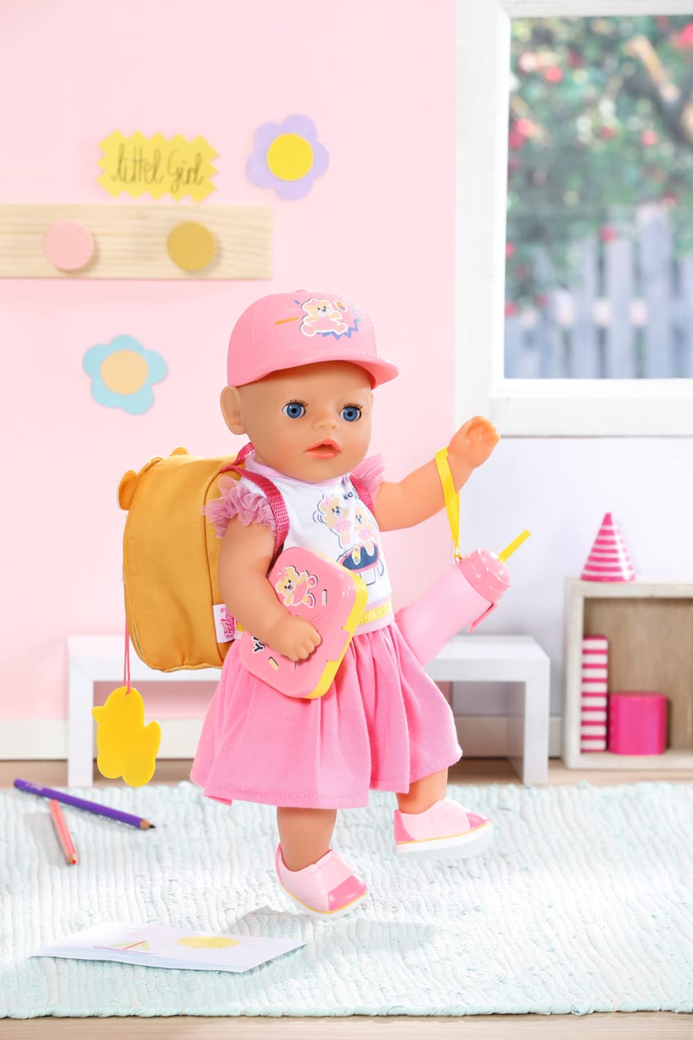 BABY born Kindergarten Ensemble Sac-à-Dos 834961 - Accessoires pour poupées Comprend 1 Sac-à-Dos en Forme d'ours avec Une étiquette Canard, 1 boîte-Repas & 1 biberon - Dès 3 Ans