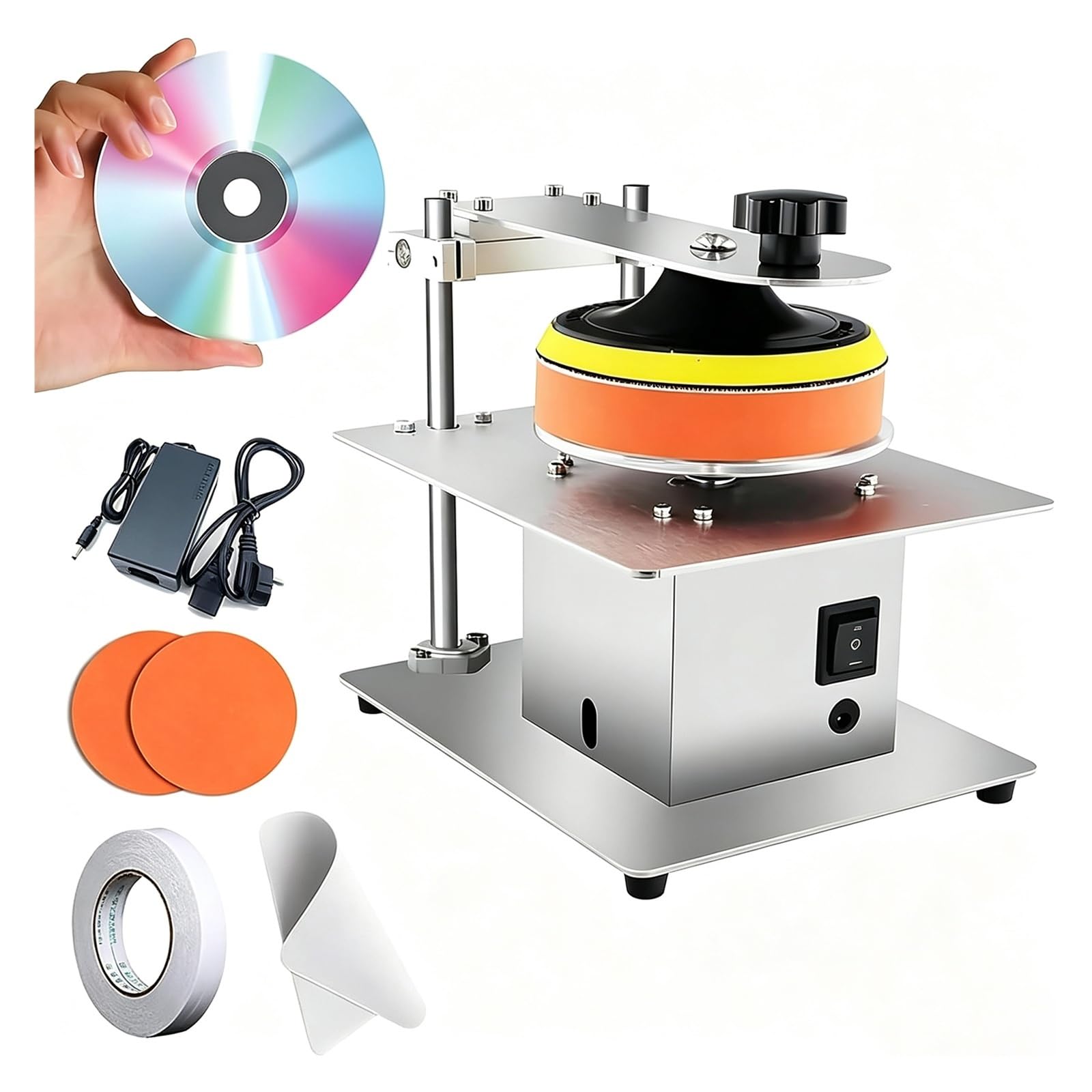 Macchina Elettrica Per La Riparazione Di Dischi Professionale | Lucidatrice DVD/CD Con 7 Velocità Regolabili,Macchina Per La Pulizia Della Riparazione Del Disco Per Uso Domestico