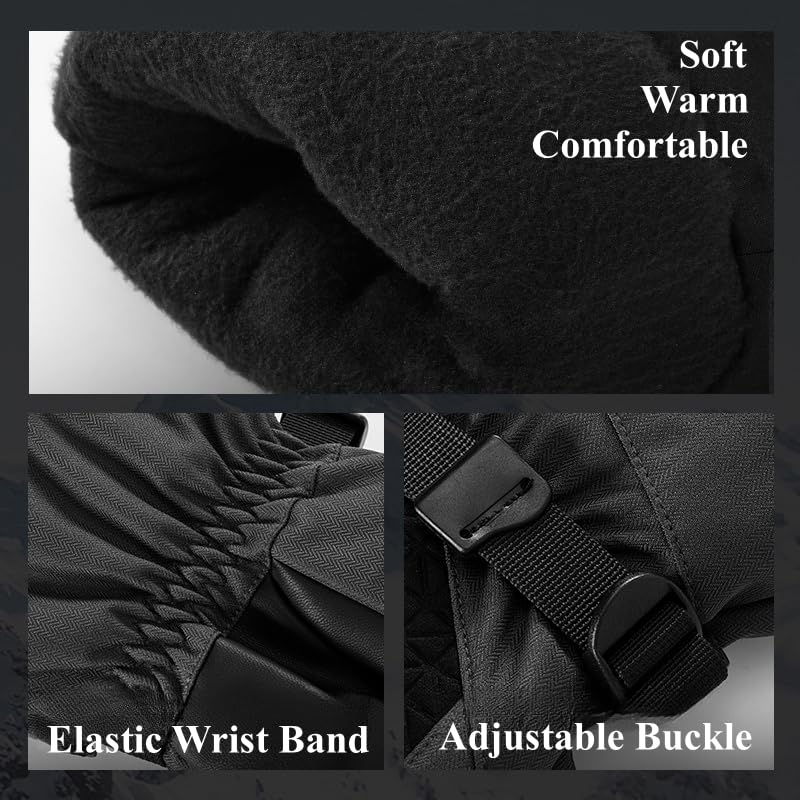 Guantes de esquí impermeables para hombres y mujeres, jóvenes, guantes de nieve para clima frío, guantes térmicos de invierno para esquí, snowboard, pasear al perro, rascar hielo, pala de nieve,