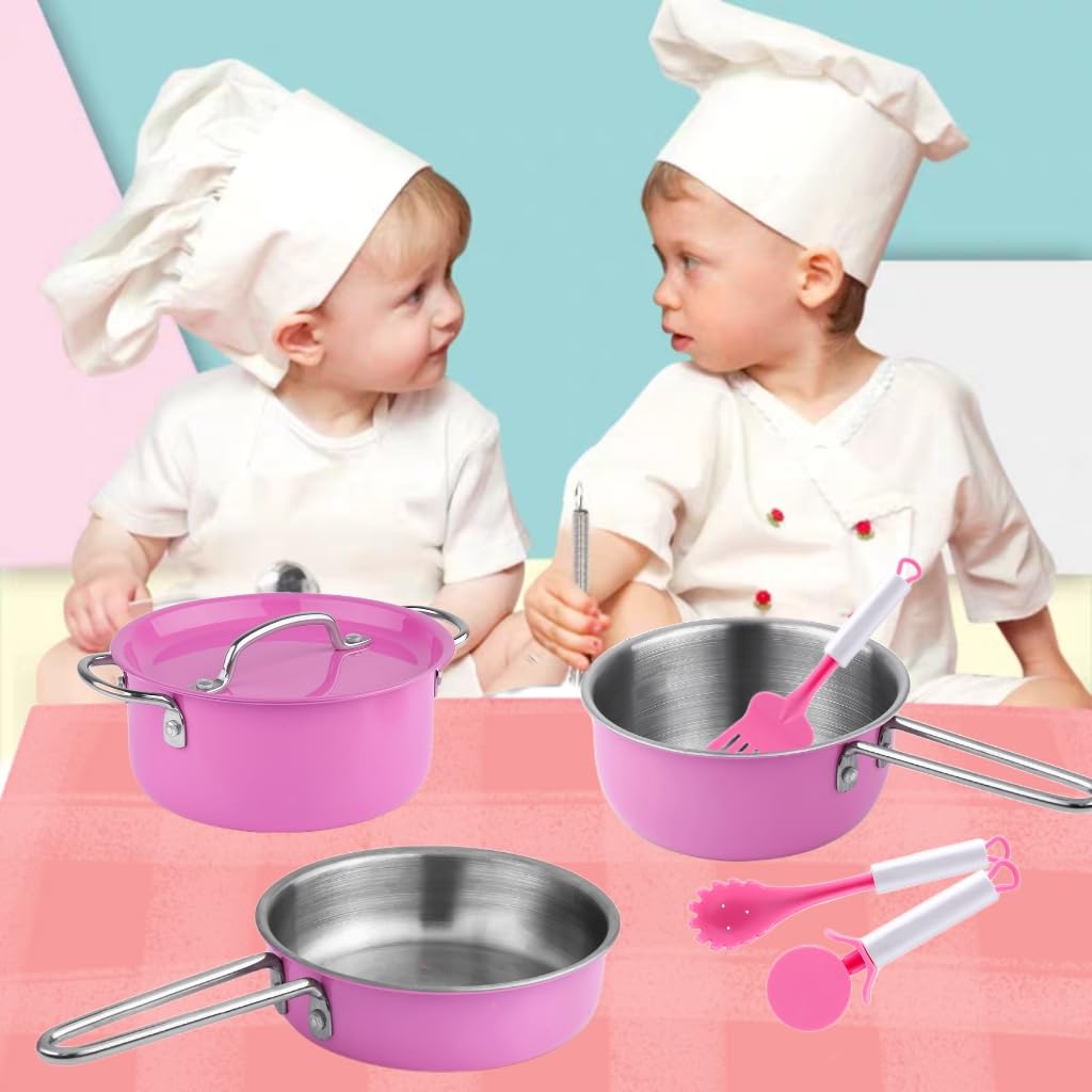 INNOCHEER Kids Kitchen Playset, Pretend Play Cooking Toys with Play Pots, Pans, Utensils Cookware Toys, Toddler Kitchen Set.