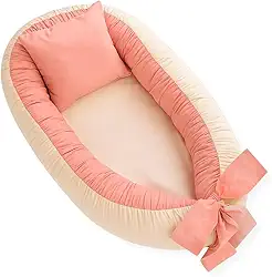 Ninho Redutor de Berço Micropercal 400 fios Cores Lisas (Rose com Palha)