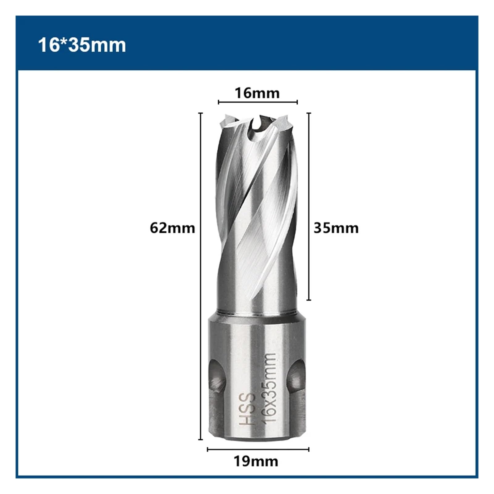 Mag Drill Cutter, HSS Metal Core Annular Cutter 12-30mm 35-55mm Depth(16x35mm)