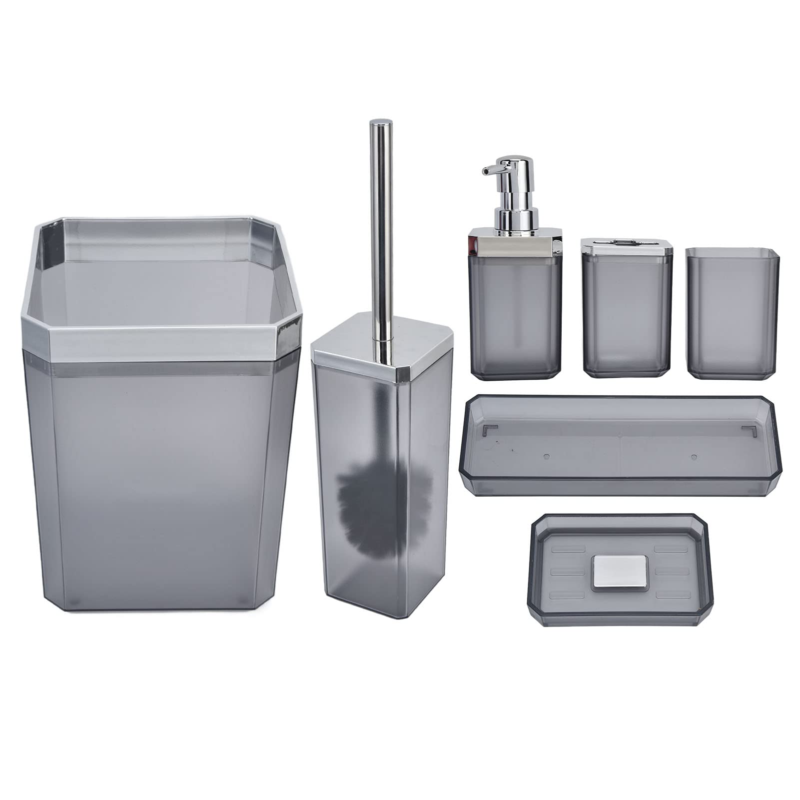 Set de baño de 7 piezas gris claro que elimina el desorden del lavabo