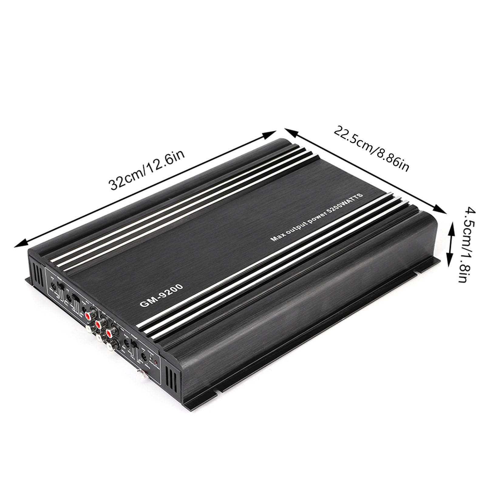 Amplificador estéreo para coche, 5200 W, amplificador de potencia de o de 4 canales, 12 V, aleación de aluminio negro, de o para coche con amplificador estéreo de alta fidelidad