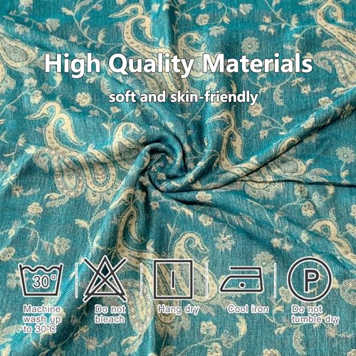 Image of Pashmina Scarf for Women Shawls and Wraps Reversible Paisley Vintage Jacquard Soft Silky Rave Scarves Men