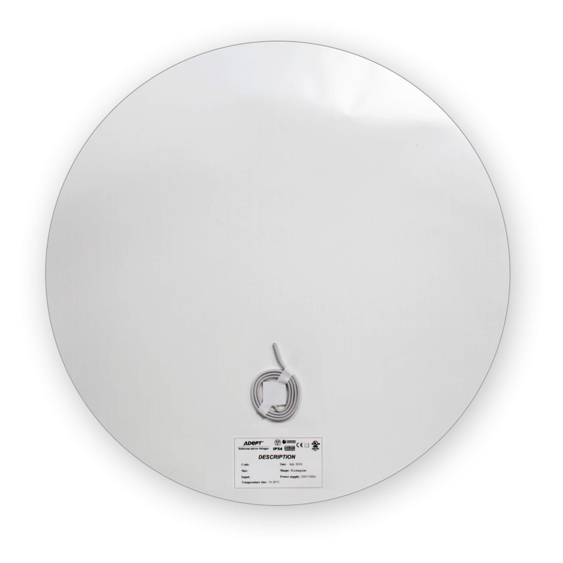 Adept Technology Heated Mirror Demister Pad with Self-Adhesive Backing for Bathroom, En Suite, Wet Room (300mm Round) – Condensation and Steam Free Mirrors