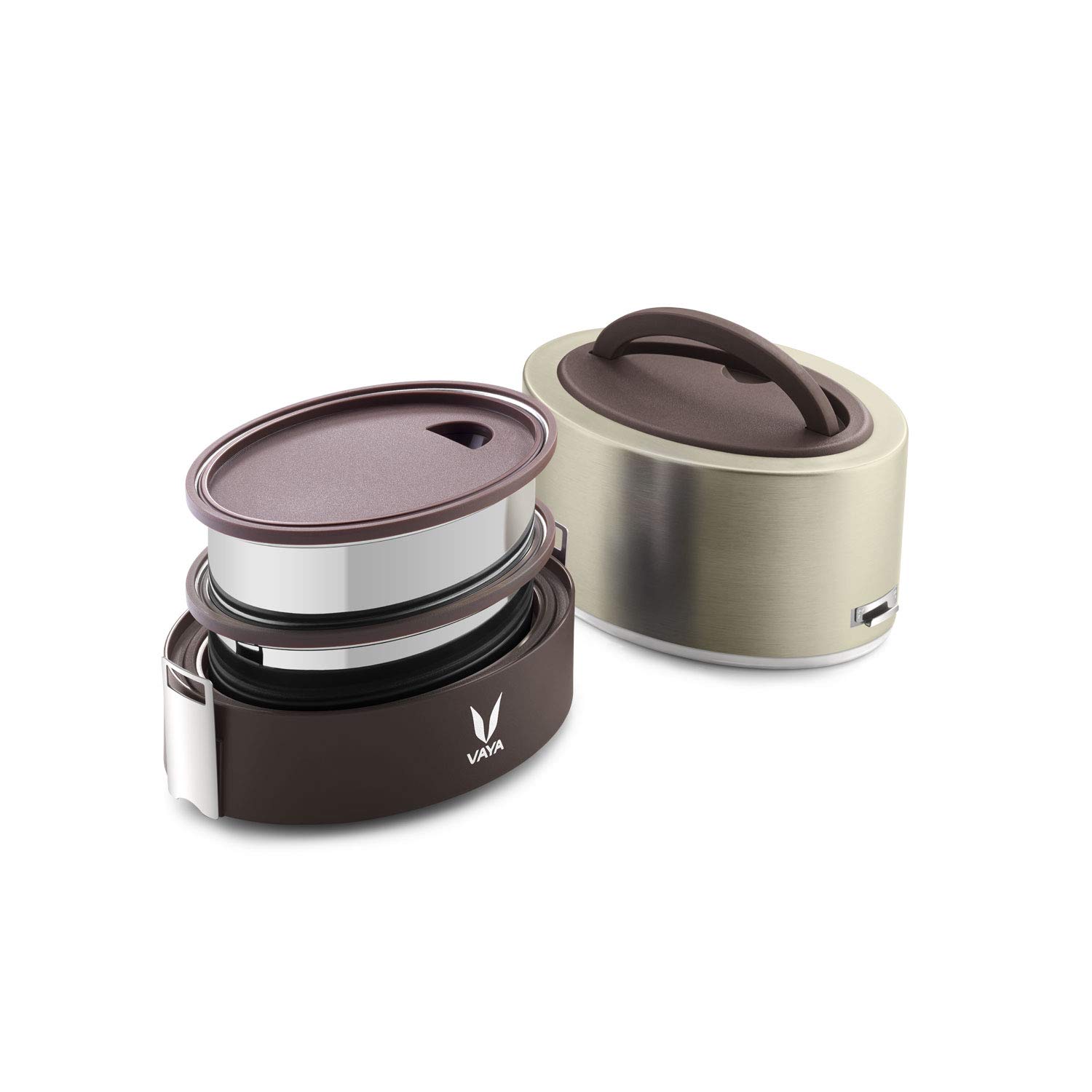 VAYA TYFFYN Lunch Box for Kids for School, Hot Stainless Steel Polished Tiffin Box Without Bagmat, 600Ml with 2 Containers, for Office for Men, Graphite-image-41