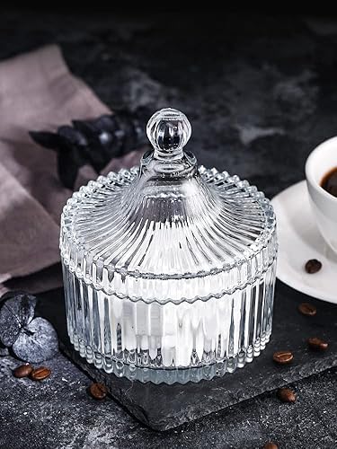 Miniatura 7 de Plato de cristal esmaltado para dulces con tapa en forma de yurta, cuenco de servidor de azúcar de cristal, caja de tarro de galletas decorativa,