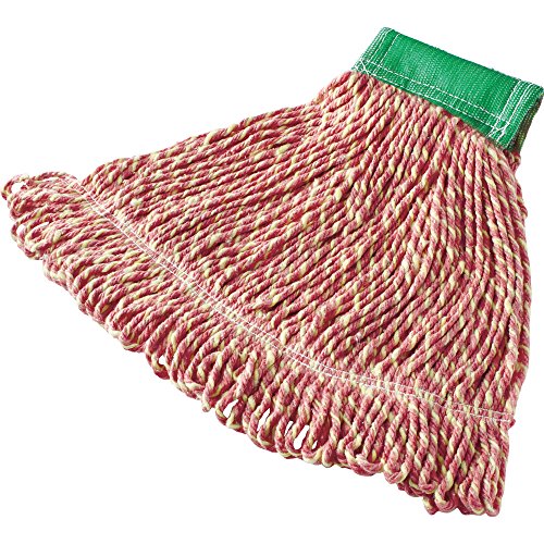 Image of Rubbermaid Commercial Products Super Stitch Blend Mop Head Replacement, 5-Inch Headband, Medium, Green, Cotton /Synthetic Industrial Wet Mop for Floor Cleaning Office /School /Stadium /Lobby /Restaurant