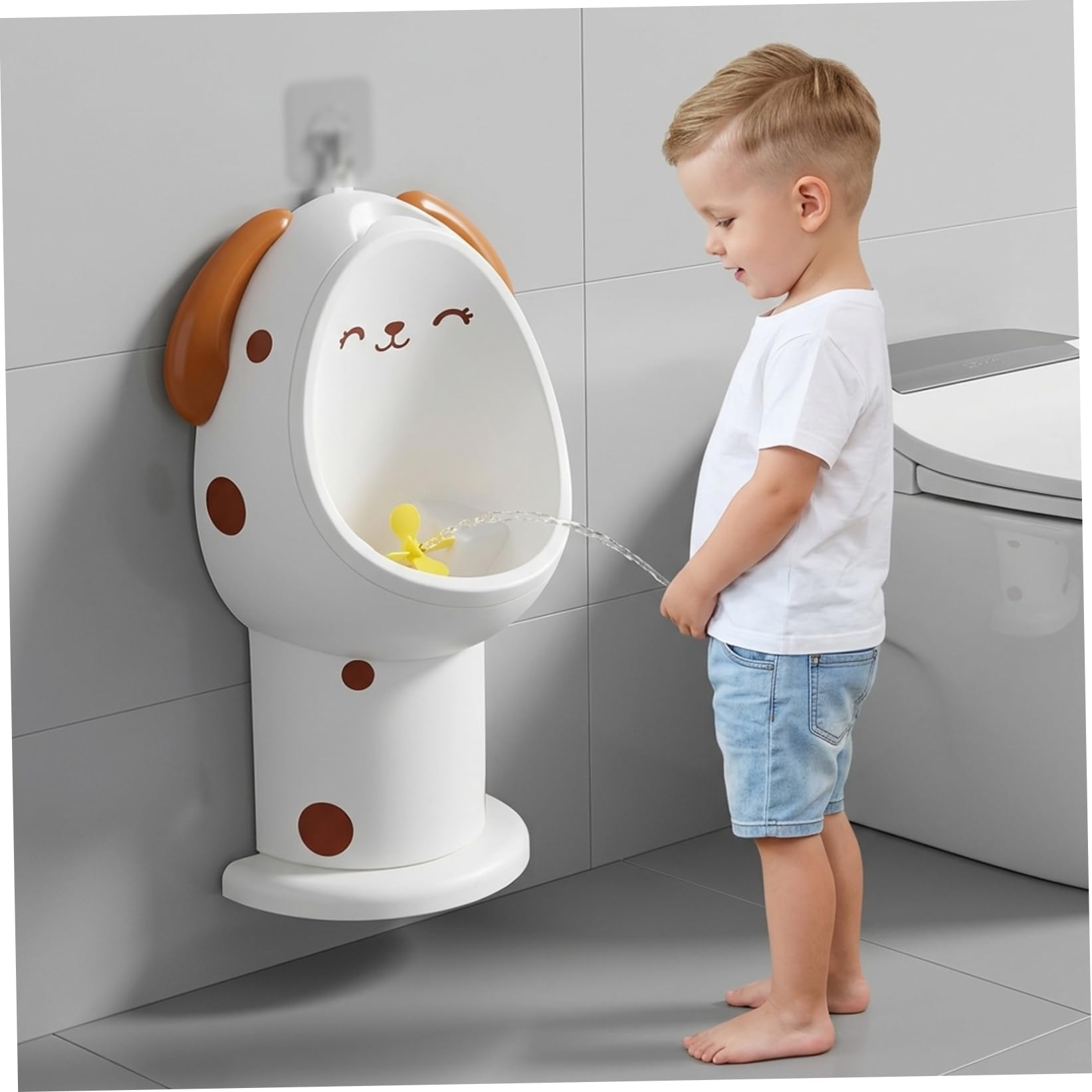 Orinal para niños pequeños con diseño divertido de molino de viento, orinal para niños de altura ajustable Orinales para montados en la pared para aprender a ir al baño, para pequeños