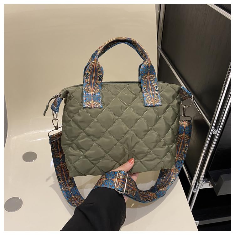 Bolso tote para mujer, bolso acolchado con cremallera, bolso grande para hombro con compartimentos para viaje, trabajo y gimnasio miniatura 3