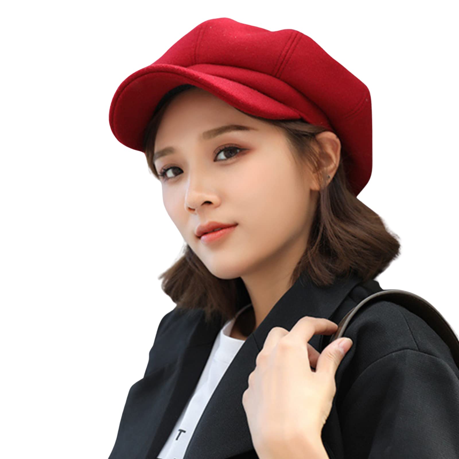 Chengzi Women's Red Visor Beret Newsboy Hat Cap For (Red)