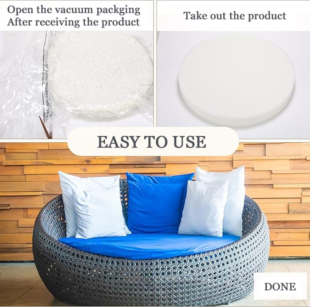 HEADBOARD Cojín redondo de espuma de 170 cm de diámetro, cubrecolchón circular de espuma de tapicería de alta densidad para patio, sofá cama redonda para interiores y exteriores (suave, 8 cm de grosor