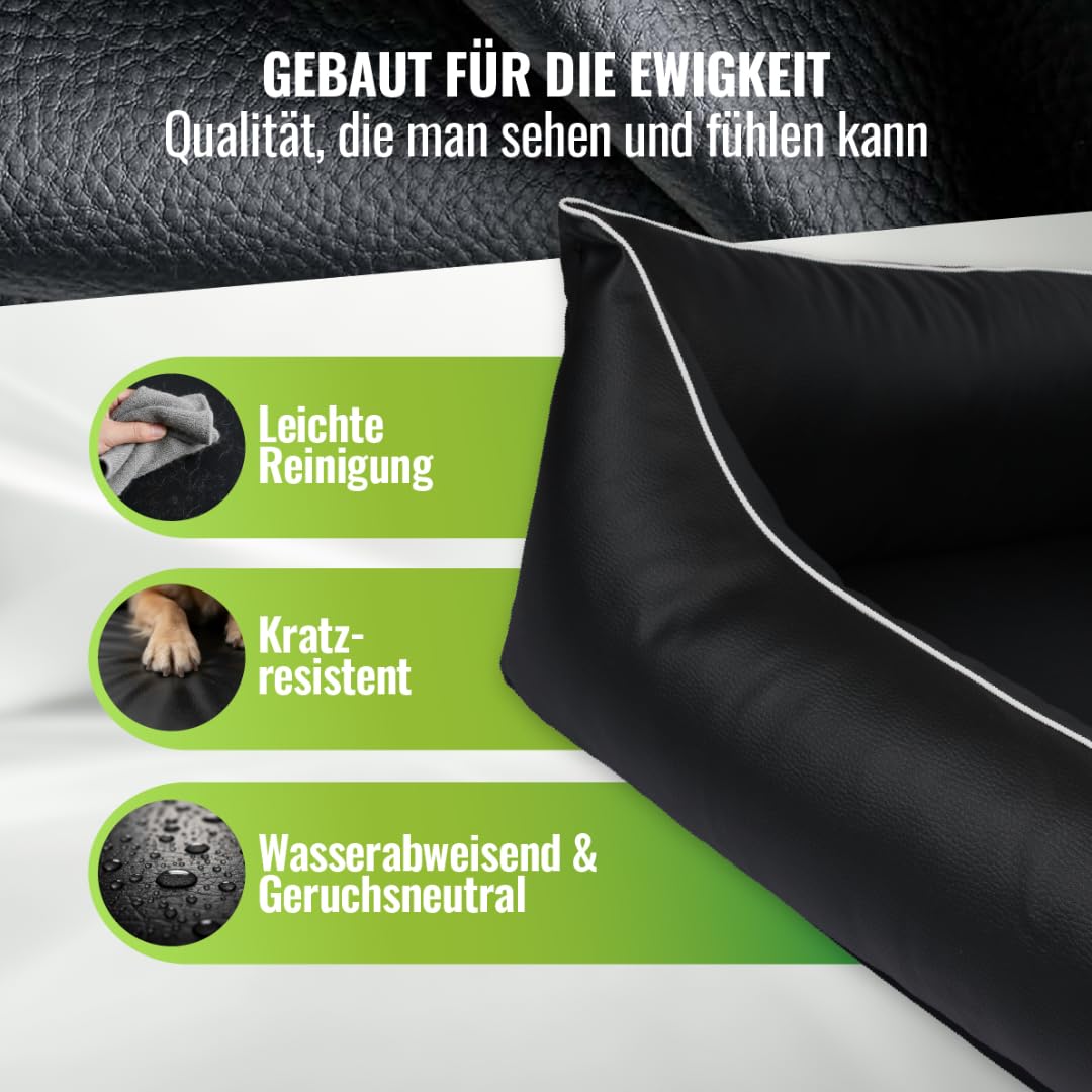 Cama para perros CopcoPet Rocco 2 en 1, impermeable y de piel sintética, con colchón de plástico para perros con espuma de copos o espuma viscoelástica ortopédica