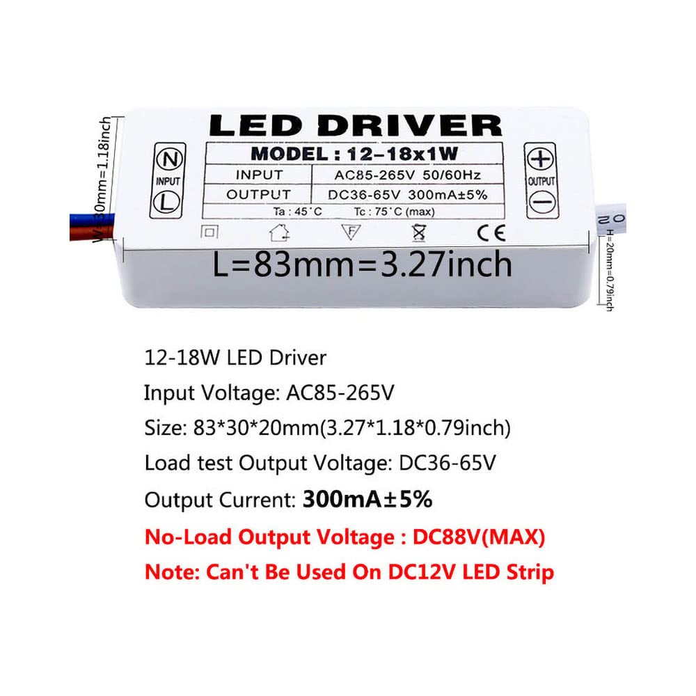 LED Driver 1pcs AC85-265V Driver di trasformatori a LED, 12-18W 300mA
