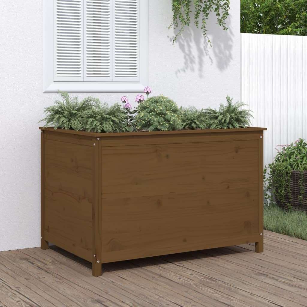 Aiuola rialzata in legno di pino massiccio, 119,5 x 82,5 x 78 cm, per giardino, balcone o terrazza, con molto spazio per piante, verdure, erbe e fiori
