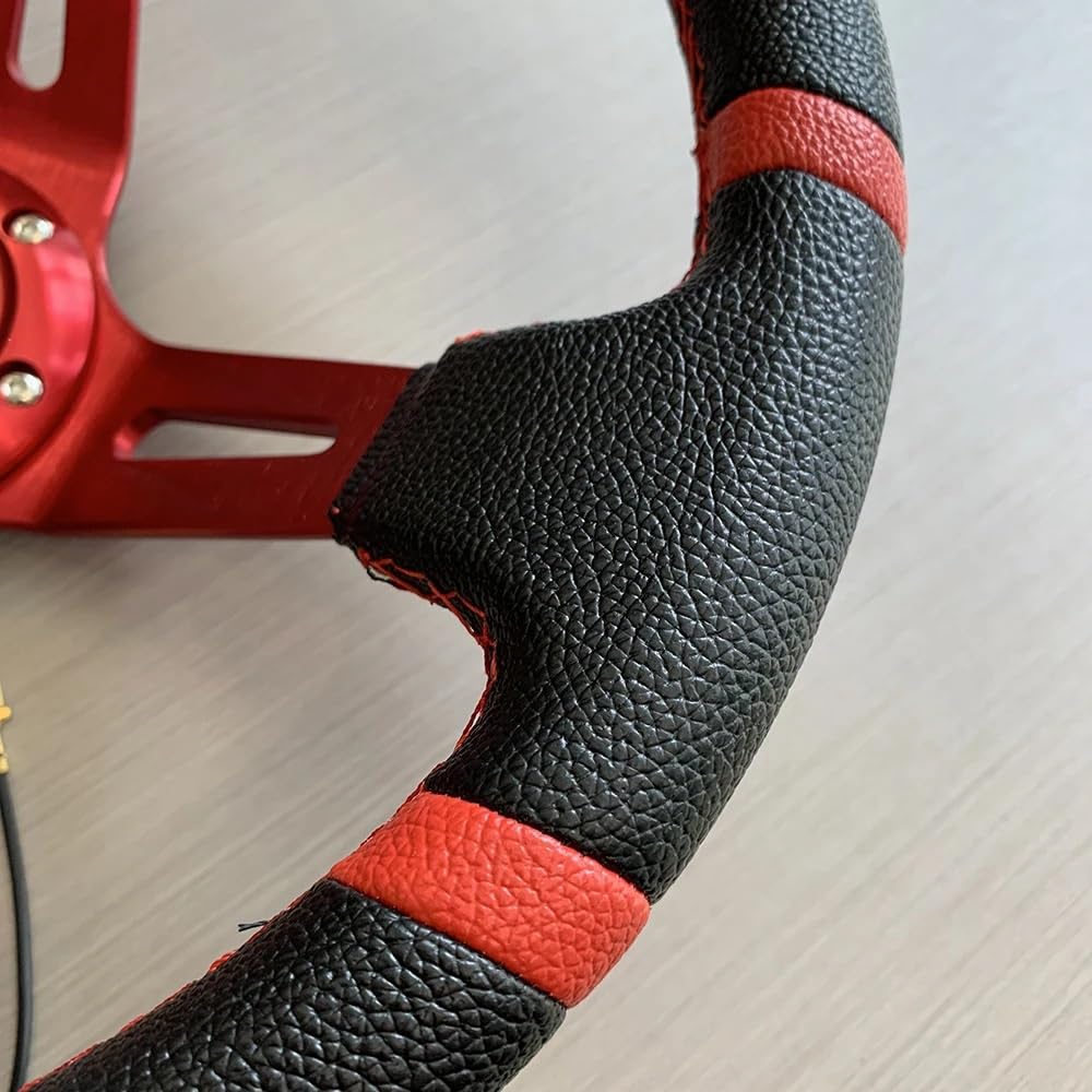 Volante da Corsa Universale,Volante Sportivo Volante da corsa 14 pollici e 350 mm in PVC for auto sportive(001-GZFXP115-07)