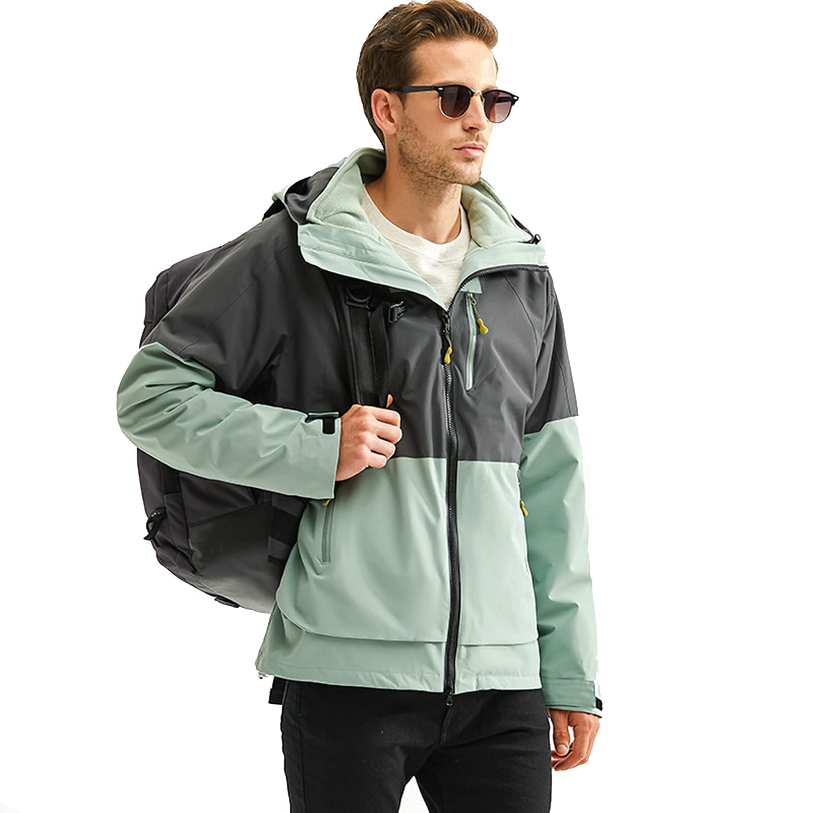 Veste de ski homme chaude coupe-vent manteau d'hiver à capuchon contre la pluie MU L