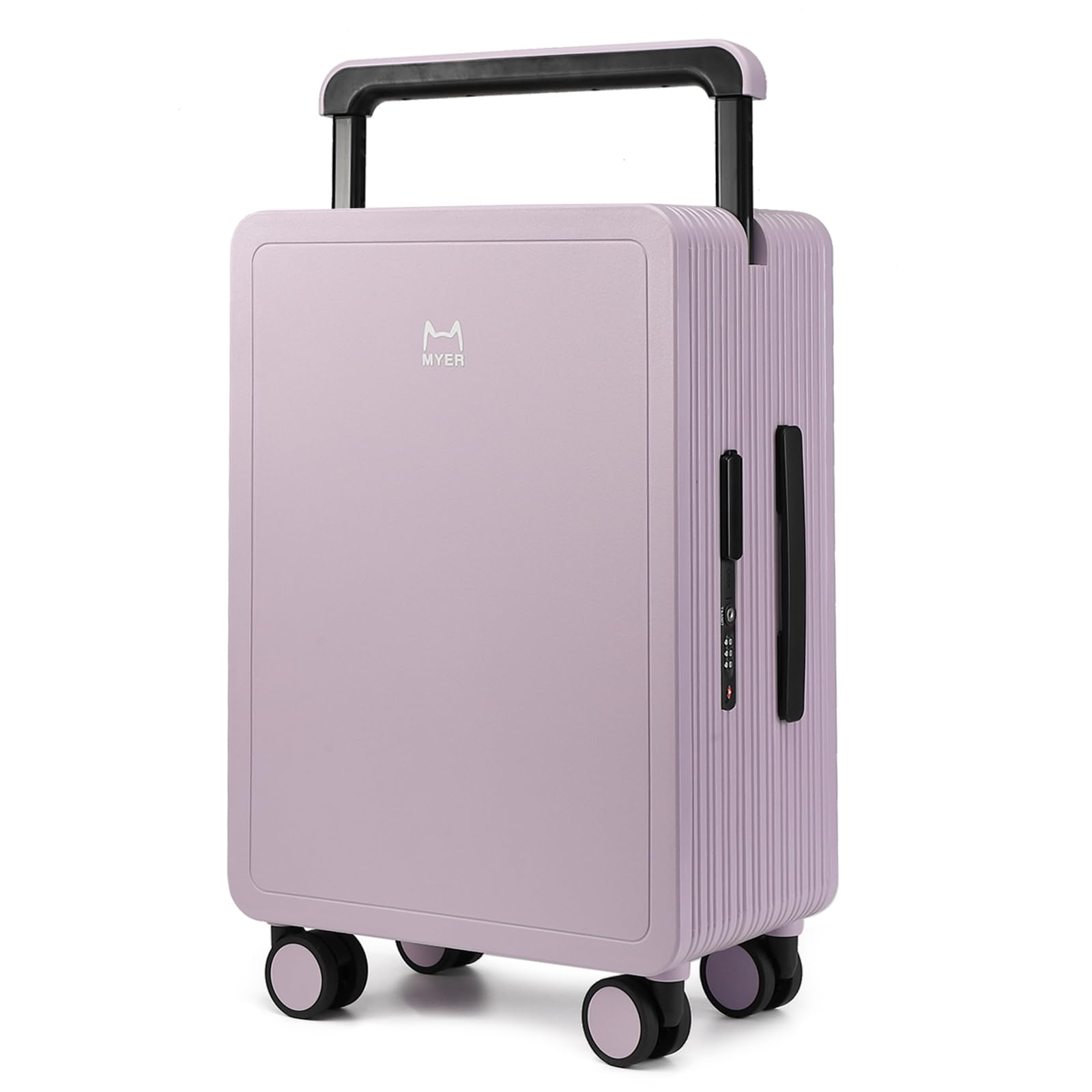 MYER Hard Shell Carry On Luggage 22x14x9 Airline Approved,20 Inch Wide Handle Aluminum Luggage with 100% 3-Layer PC,Carry On Suitcases with Spinner Wheels TSA Lock (Purple)
