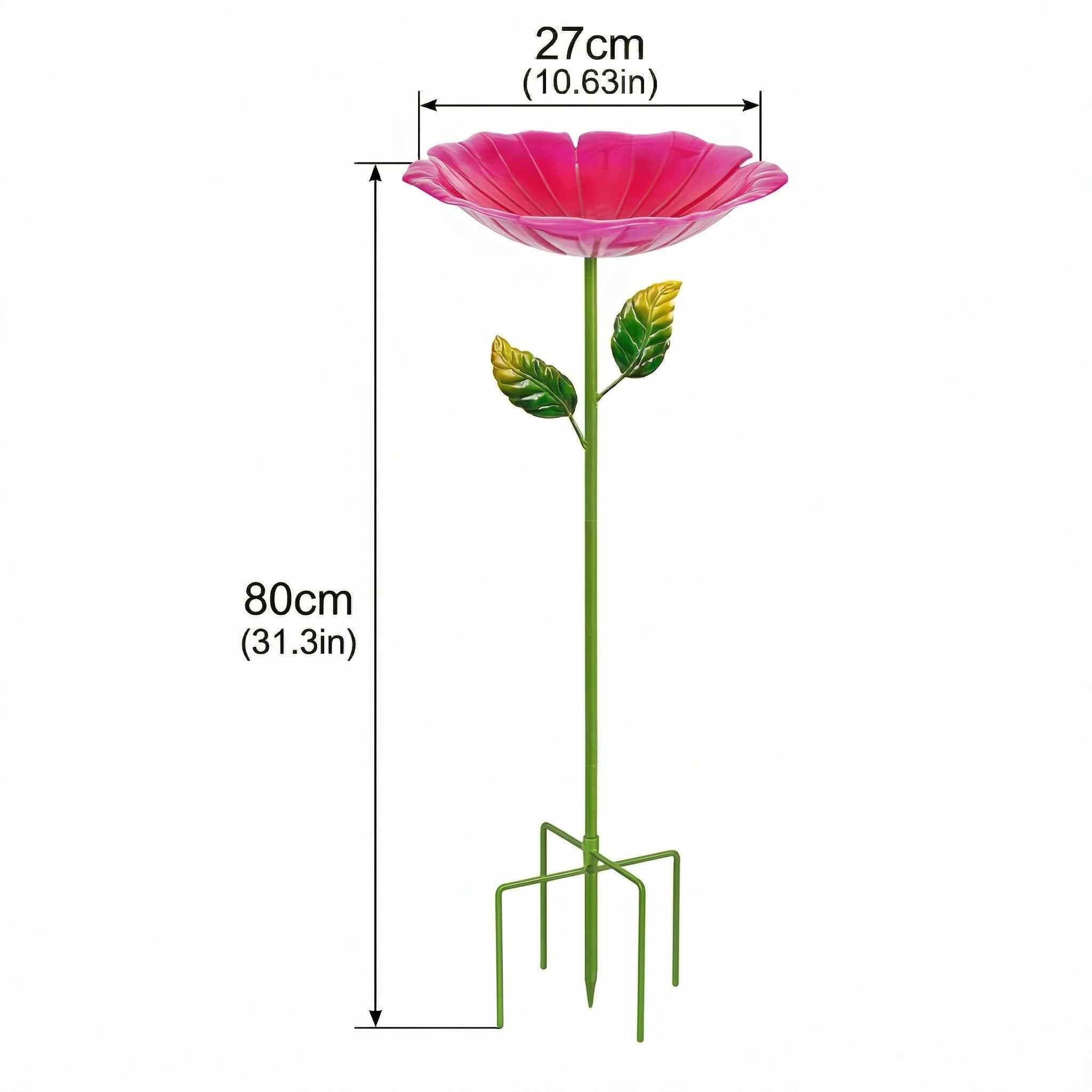 2er Set Metall-Vogeltränke stehend für Garten, Vogelbad Vogelbecken Futterschale Schüssel Wildvogeltränke Wassertränke Vogelfutterspender Abnehmbar frostfest für Hof (Blume B-Gelb & Pink)