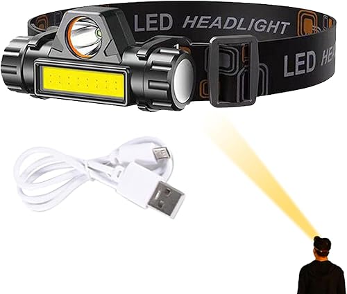 Miniatura 1 de Linterna frontal recargable  Lámpara LED súper brillante, linterna de cabeza con base magnética  Largo alcance y modos de reflector, ajustable en 90