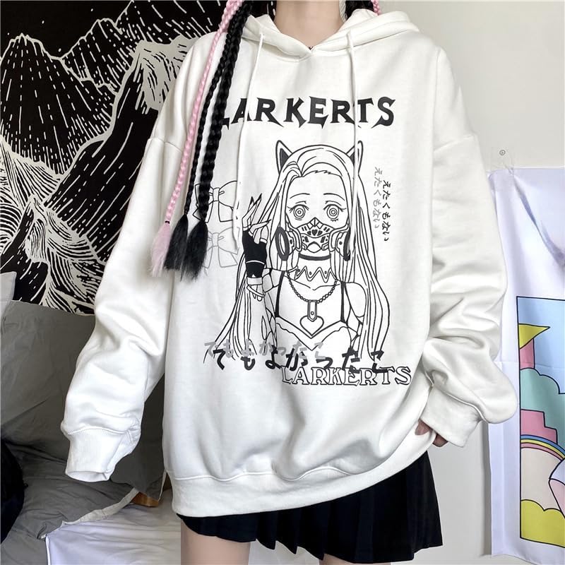 Miniatura 3 de CYee Goth Harajuku Women's Oversized Sweatshirt Y2k Japanese Drawstring Hoodies Print Graphic Long Sleeve Winter Warm Tops