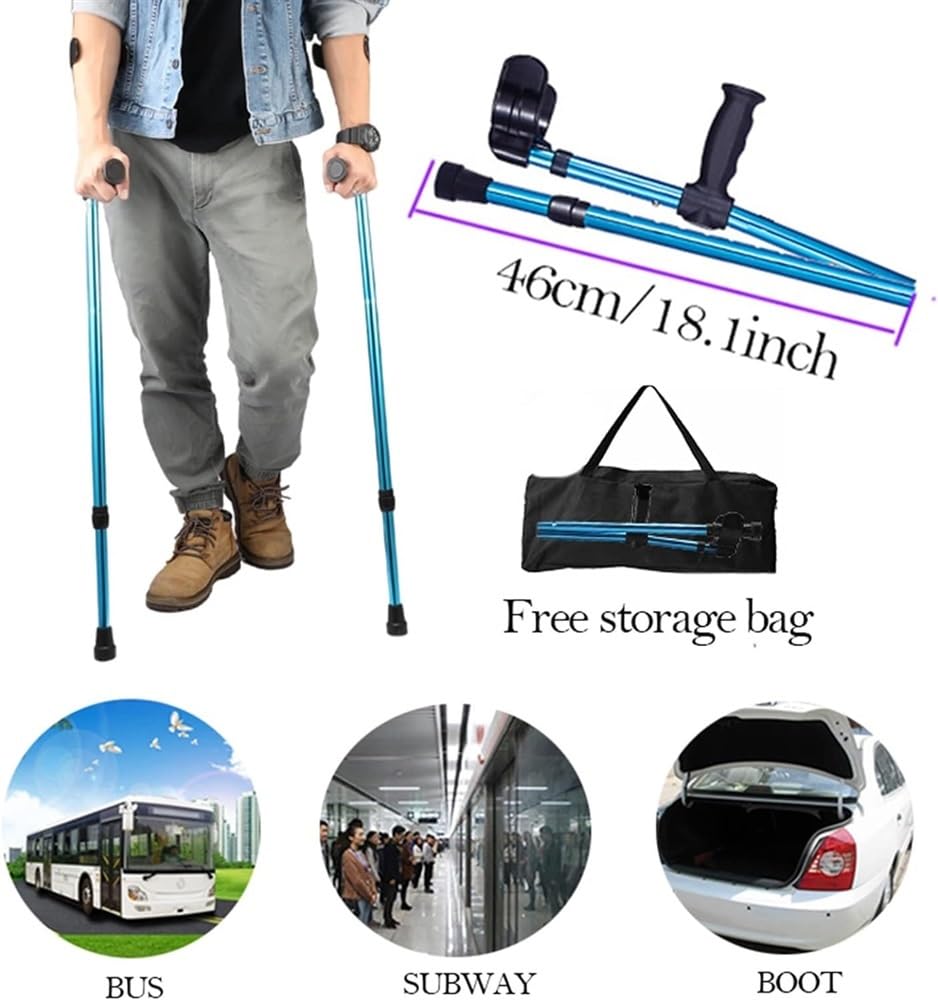Regulowane podnóżki pod ramiona dla kobiet i mężczyzn, ergonomiczne podpaski pod ramiona dla dorosłych, lekkie laski z aluminium, do wzrostu 140-190 cm (rozmiar: 1 sztuka)