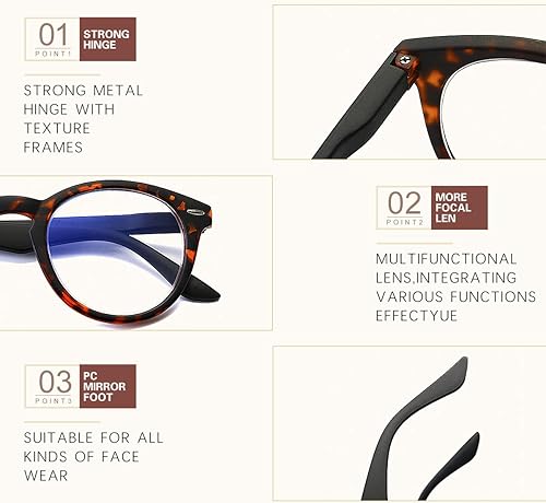 Miniatura 7 de Vepiant Lentes de lectura multifocales progresivos de enfoque de anillo de 360, lectores de bisagra de resorte, bloqueo de luz azul, anteojos