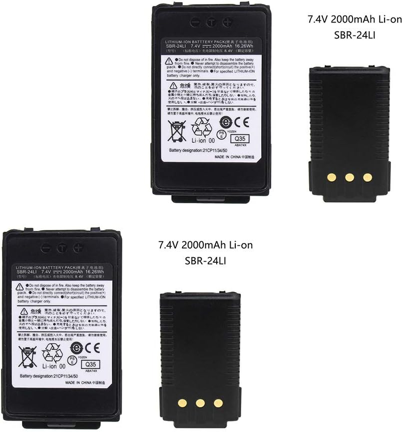 Vineyuan2 Pack 7.4v 2000mAh SBR-24Li Li-ion Replacement Battery for YAESU FT-70D FT-70DR FT-70DS Walkie Talkie Battery