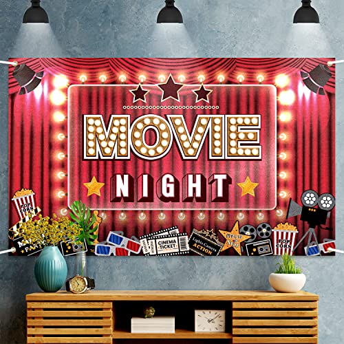 Laskyer Movie Night Hollywood Party Large Banner - Cheers To Film Theme Birthday Home Wall Photoprop Backdrop,Movie Night Party Decorations. #TOP2